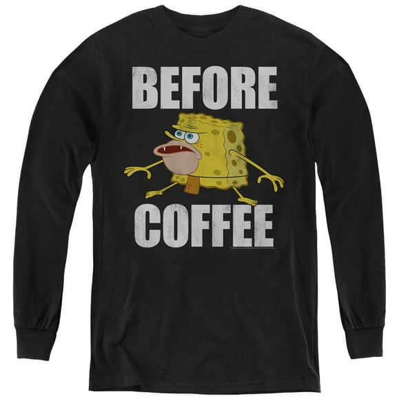Spongebob Before Coffee Meme Youth Long Sleeve T shirt