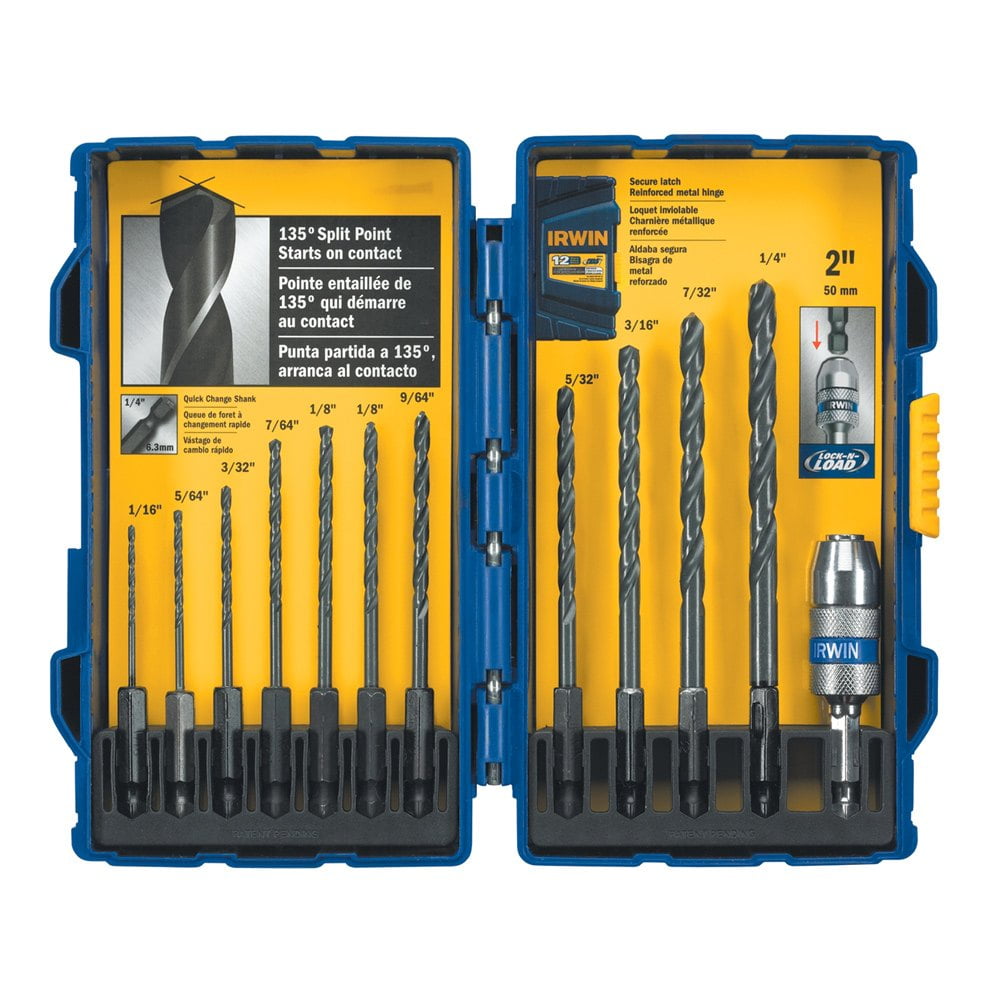 IRWIN 4935643 12Piece Black Oxide HSS 1/4" Hex Shank Fractional
