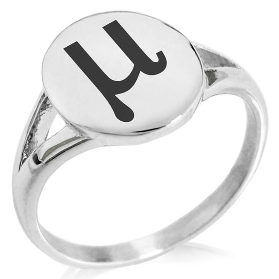 Stainless Steel Population Mean Mathematical Minimalist Oval Top Polished Statement Signet Ring