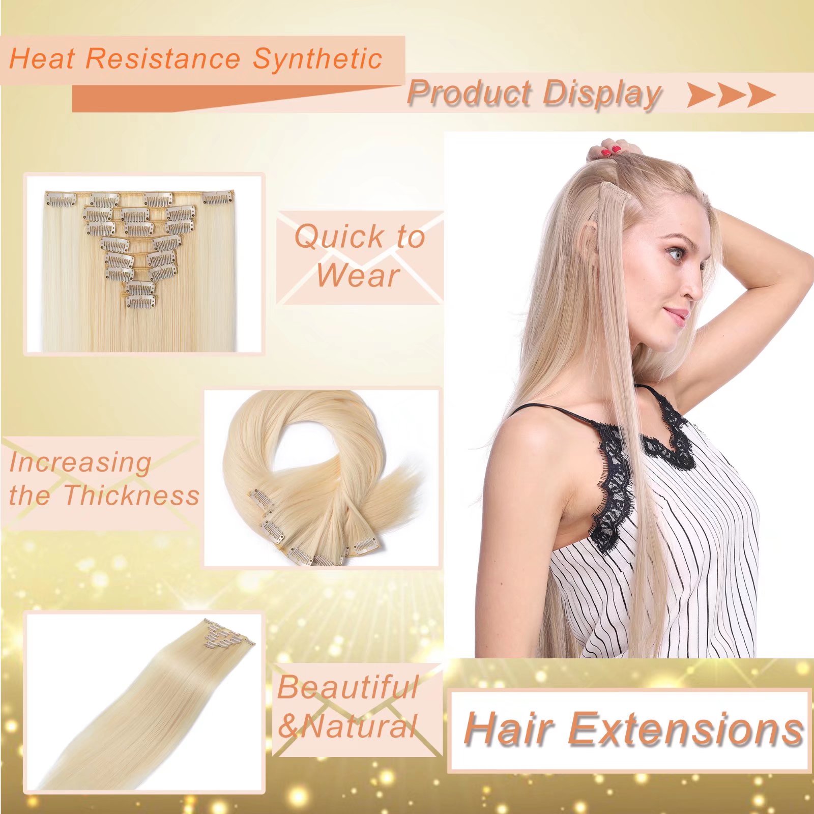 MY-LADY 26Inches 8Pcs/Set 18 Clips in Hair Extensions  display picture 3