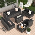 thumbnail image 3 of MRUAKA 10 Pieces Patio Conversation Set With Firepit, Outdoor Sectional PE Rattan Wicker Furniture Seat,BLACK, 3 of 6