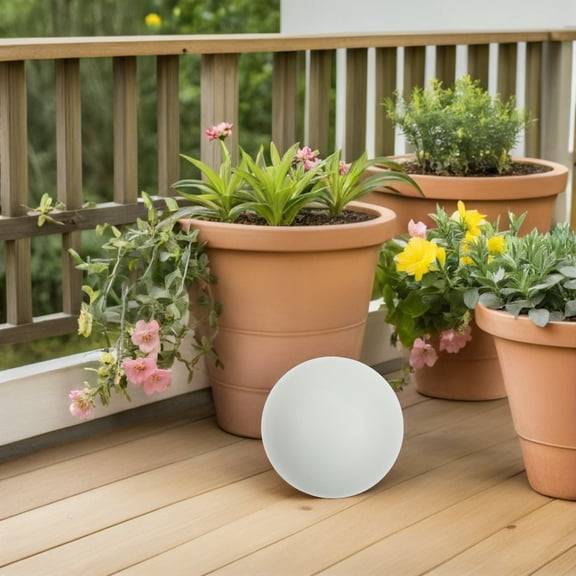 CRILSTYLEO Stainless Steel White Garden Sphere Ornament for Modern Patio Decor