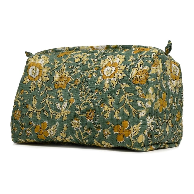 Neceser BLOCK N STYLE de algodón con estampado floral hecho a mano