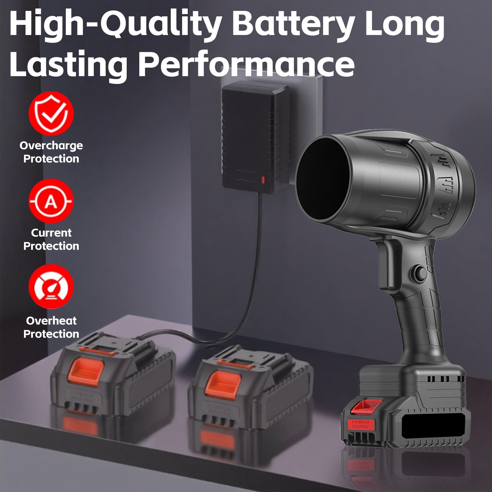 KingFurt  Cordless Leaf Blowers,Handheld Leaf Blower- 33000 RPM, 2 Batteries & Charger. Ideal for Patio Cleaning, Lawn Care.Black