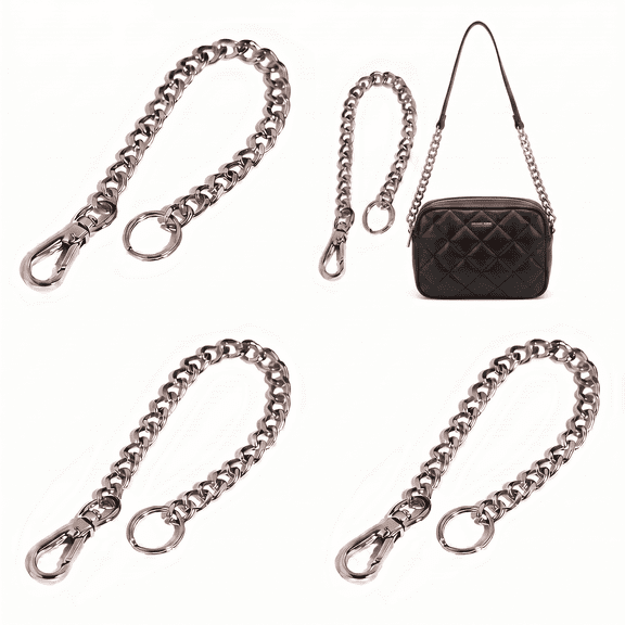 ROSEXIXI 4 Pcs Silver 11.81Inch Purse Chain Extenders, Swivel Lobster Clasp Metal Bag Strap Lengthen Chain for Crossbody Handbag DIY