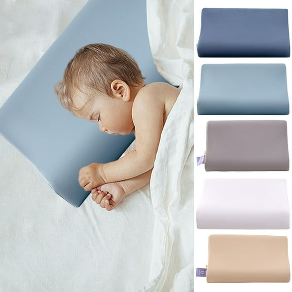 Antibacterial Waterproof Pillowcase | Emulsion Memory Foam Protective Cover | TPU Film | Ice Silk Breathable Fabric | Zipper Closure | Washable | 40x60cm | Blue Gray White Khaki | 1 Pack