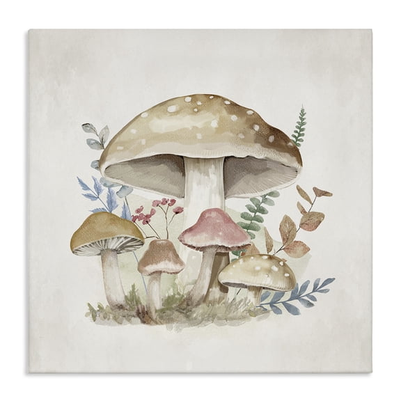 Stupell Industries Farmhouse Neutral Cottage Mushrooms Canvas Art, 17 x 17, by Mollie B.