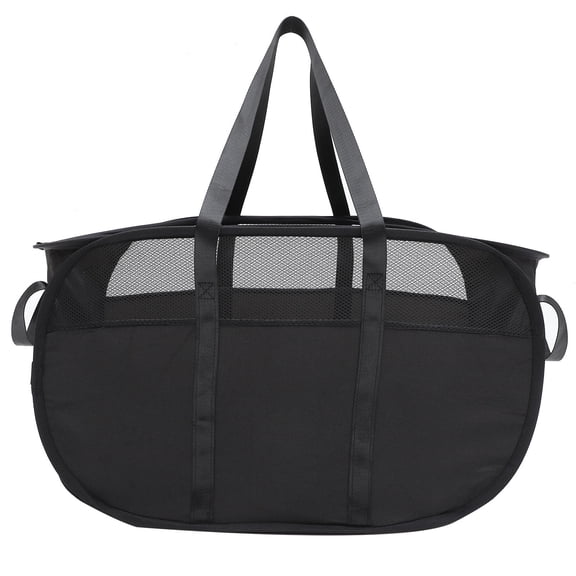 FOMIYES Foldable Black Laundry Hamper with Handles, Cationic Fabric Storage Basket for Home Organization
