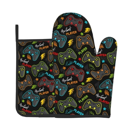 

Lukts Play Game3 Print Kitchen Heat-Resistant Gloves and Spacers 2pcs Set Suitable for Baking and Cooking