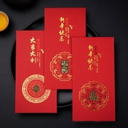 OPOLSKI 10Pcs 2022 Iron Decoration Lucky Money Bag Rectangle Paper Sincere Wishes Chinese Red Envelope for Family