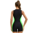 thumbnail image 4 of Hauetro Women One Piece Boyleg Swimsuit Zip Up Racerback Bathing Suits Athletic Sporty High Neck Swimwear（Green,M）, 4 of 5
