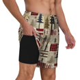 thumbnail image 2 of Vsdgher Rustic Plaid Forest Lodge for Mens Swim Trunks with Compression Liner Swim Shorts Swim Suits Board Shorts-XX-Large, 2 of 6