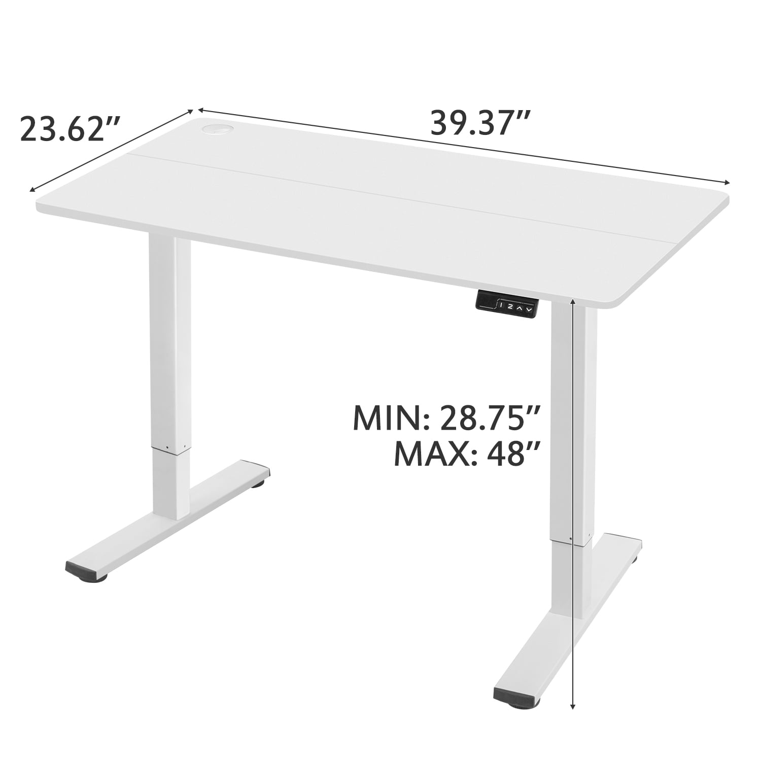 Homall 40" × 24" Electric Height Adjustable Standing Desk Home Office Computer Desk Memory Preset with T-Shaped Metal Bracket, White