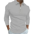 thumbnail image 2 of QUINDOS Mens Shirts Mens Fall And Winter Fashion Casual Solid Turndown Pullover Zipper Long Sleeve Comfy Dressy T-shirt, 2 of 8