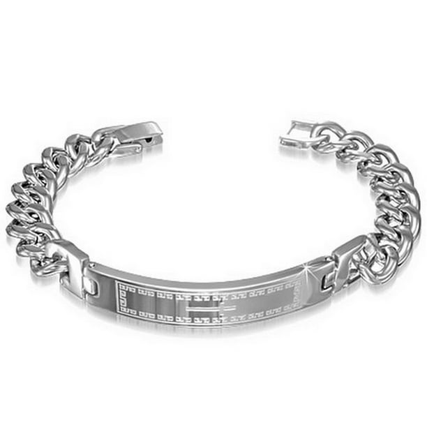 My Daily Styles Stainless Steel SilverTone Mens Religious Cross Link