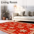 thumbnail image 2 of ODIKA 5'x7' Machine Washable Non-Slip Area Rug, Heritage Spruce Flurry Greeting High Traffic Rug, Red, 617753, 2 of 7