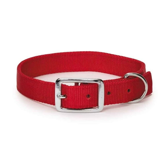 Bright Red Dog Collars Double Thick Nylon Strong Metal Buckle Heavy Duty (13 to 16 Inch)