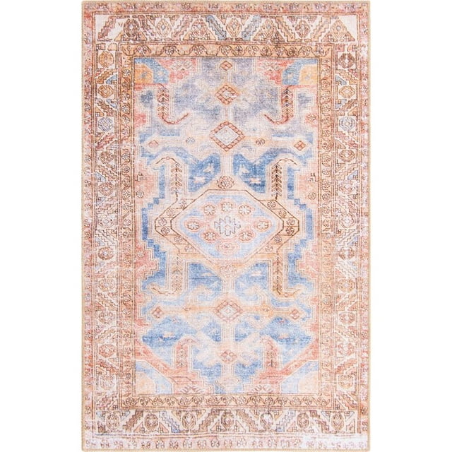 Unique Loom Revival Medallion Border Rug 3' 6 x 5' 6 Rectangle Blue/Brown