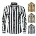 thumbnail image 3 of BRGZLK Dress Shirts for Men Elastic Slim Fit Plaid Stripe Button Turn Down Collar Long Sleeve Shirt Digital Print Shirt for Daily Wear Yellow XXXL, 3 of 4