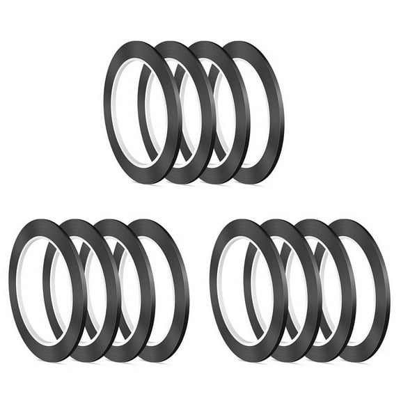 12PCS Whiteboard Tape, Black Pinstripe Tape, 3 mm Width Pin Striping Tape, for Classroom,Conference Display (PET)