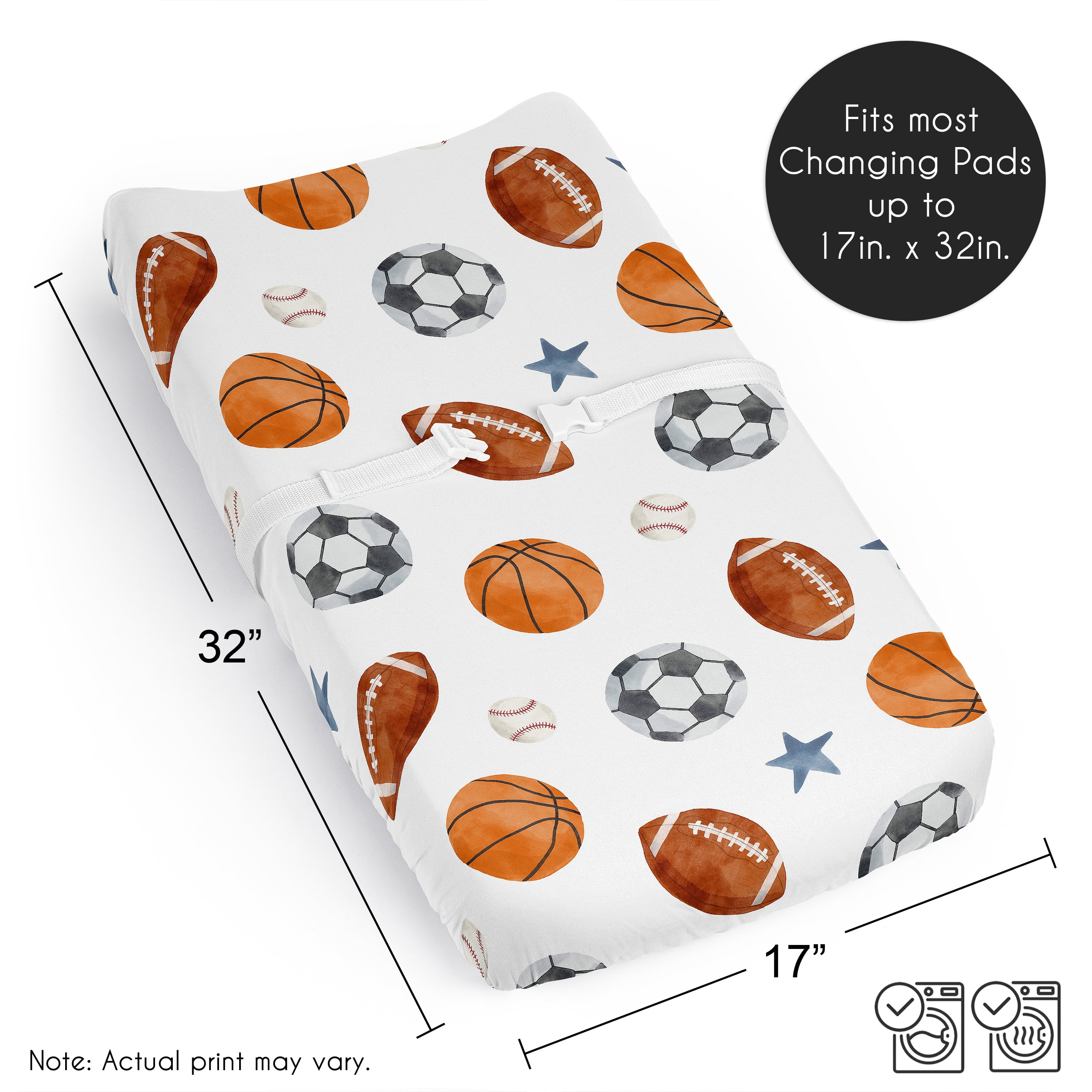 Sweet Jojo Designs Watercolor Sports Theme Boy Changing Pad Cover Sheet