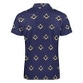 thumbnail image 5 of Freemason Pattern Gold Blue Square And Compass Men Zipper T-shirt Summer Casual Short Sleeve T-shirt Top, 5 of 7