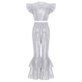 thumbnail image 5 of iiniim Girls Sequin Dance Outfit Hip Hop Jazz Crop Top and Pants Stage Performance Silver 12, 5 of 7