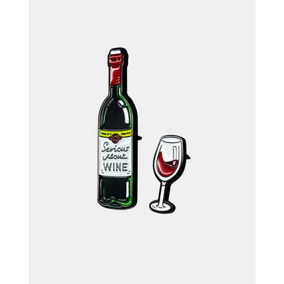 WINE WITH A GLASS, enamel pin