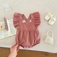 thumbnail image 3 of Summer Baby Girls Solid Color Square Neck Onesie, 3 of 8