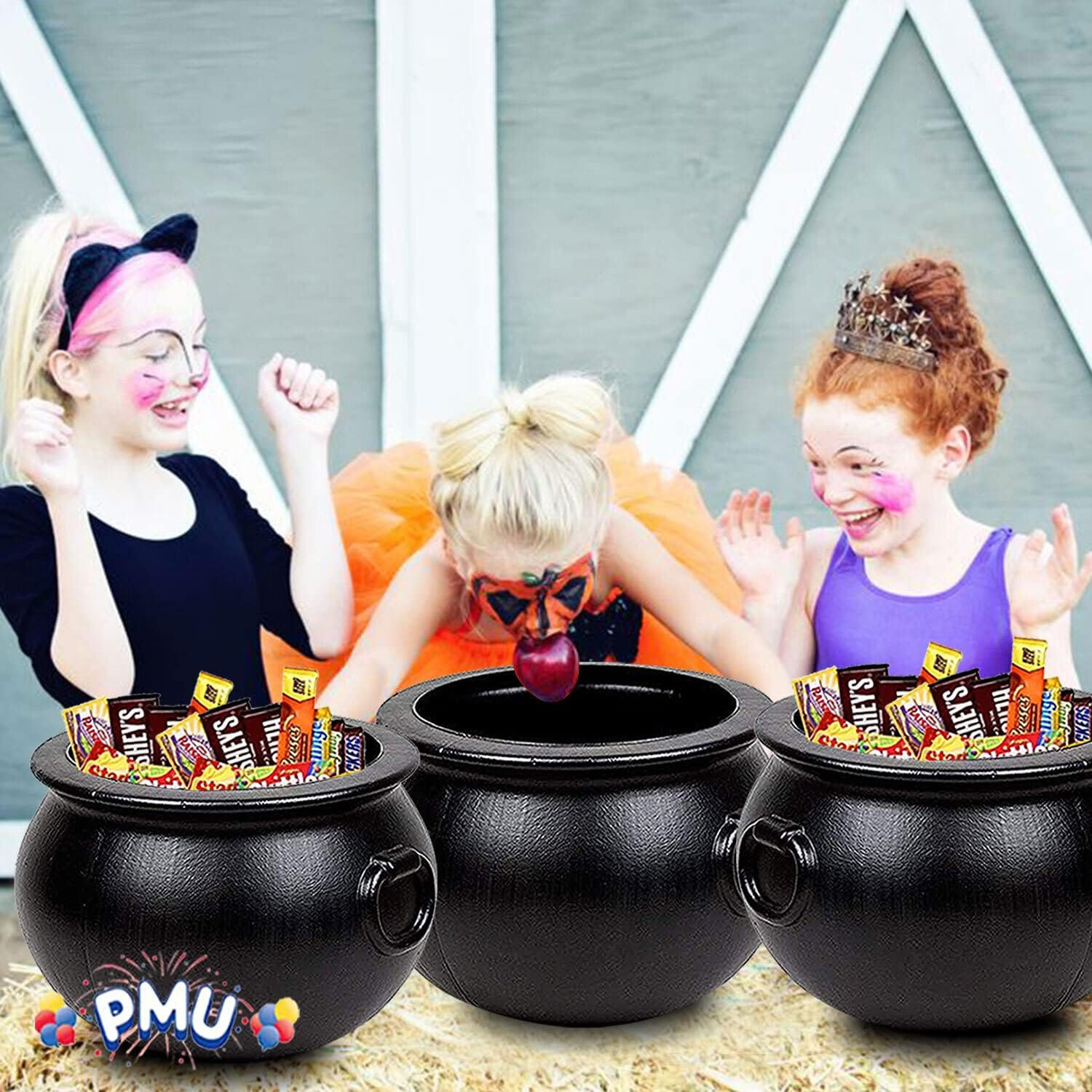PMU Halloween Cauldron - 16 Inch Black Plastic Candy Holder for Kids - Halloween Party Favors & Supplies (2/pkg) Pkg/1 - image 3 of 6