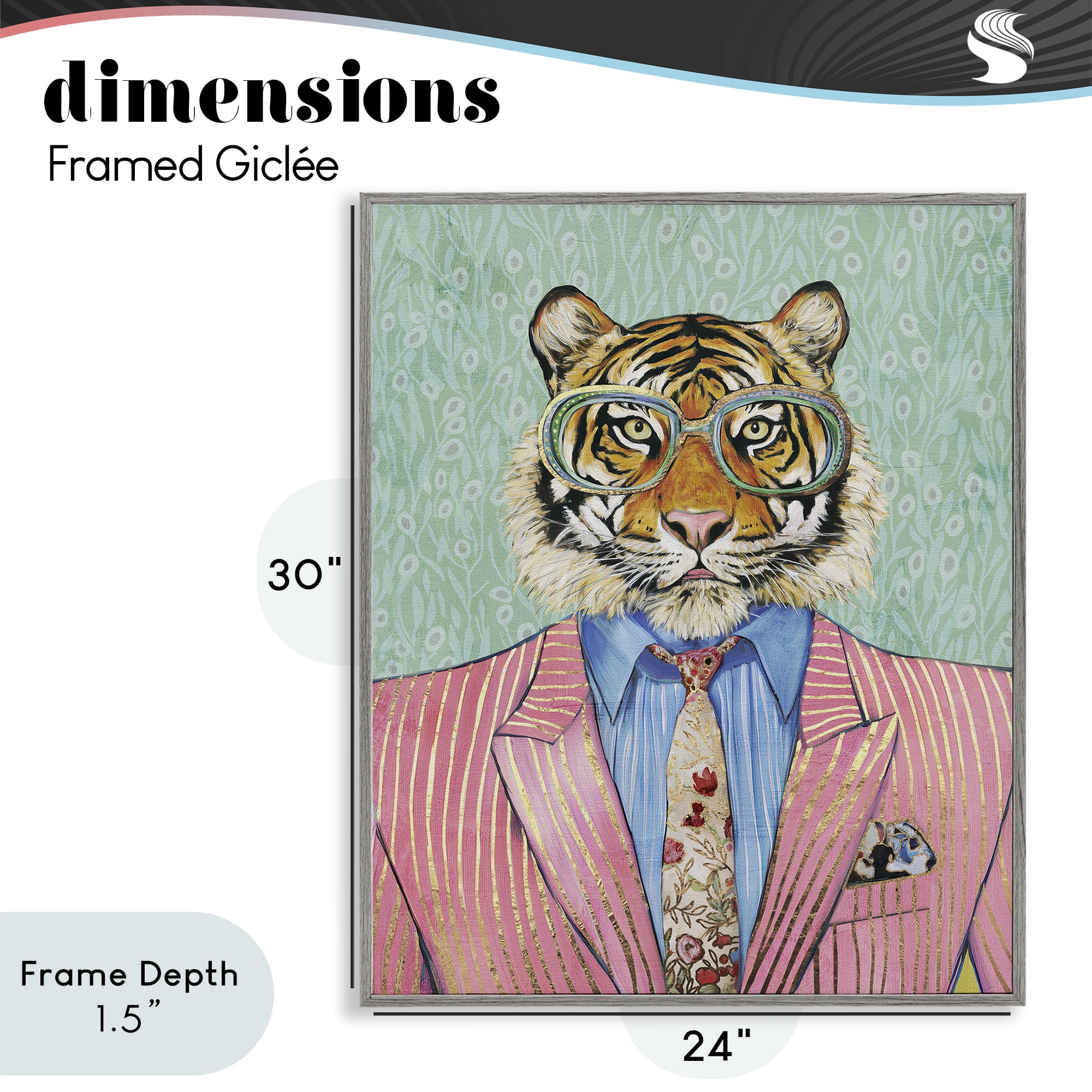 Stupell Industries Sharp Tiger Outfit Gray Framed Giclee Art, design by Svetlana Aleynikova