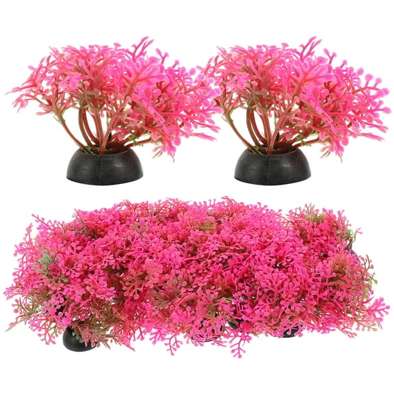 QIFULL 20Pcs Rosy Aquarium Fake Plants Plastic Aquarium Decor for Fish Tank