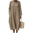 thumbnail image 2 of HAPIMO Women Maxi Dress With Round Neck Loose For Loungewear And Travel Coffee S, 2 of 8