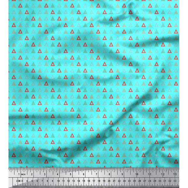 Soimoi Rayon Fabric Triangle Shirting Decor Fabric Printed Yard 56 Inch Wide