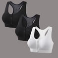 thumbnail image 1 of huilin 3Pack Women's Wireless Zip Front Cross Back Push Up Sports Bra - Solid Color, 1 of 9