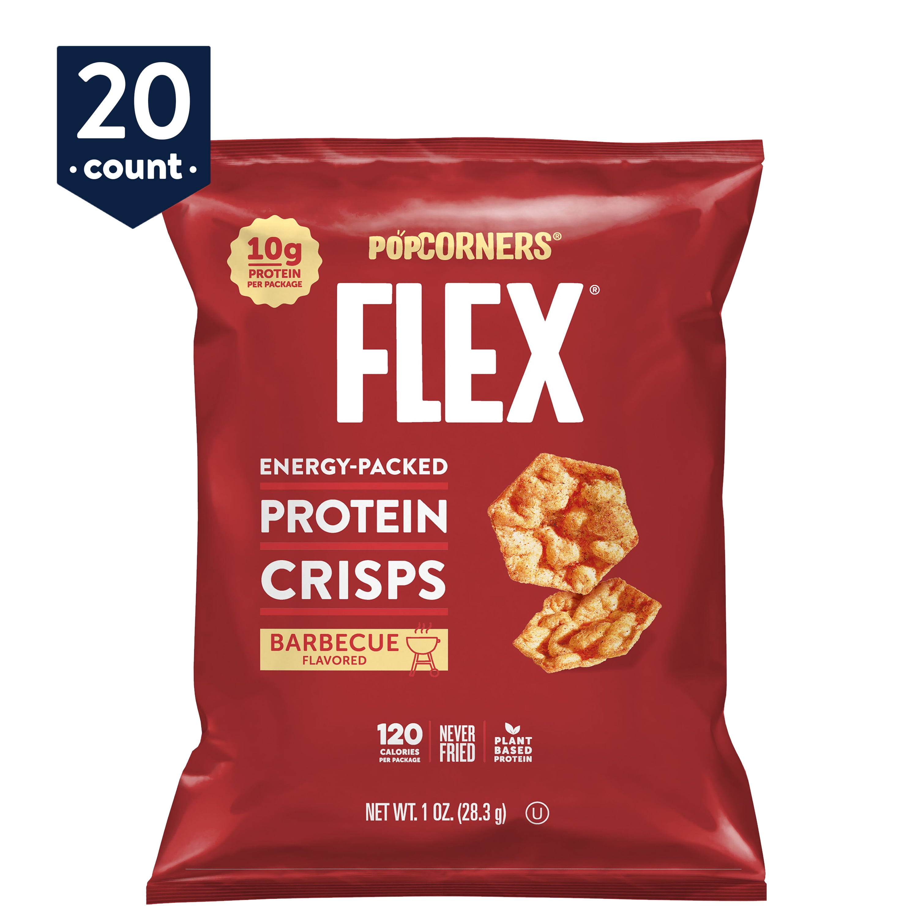 PopCorners Flex Protein Crisps, Barbecue, 1 oz Bags, 20 Count