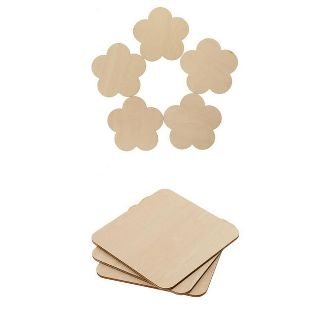 Múltiples formas MDF piezas de madera sin terminar en blanco placa artesanal 8 piezas