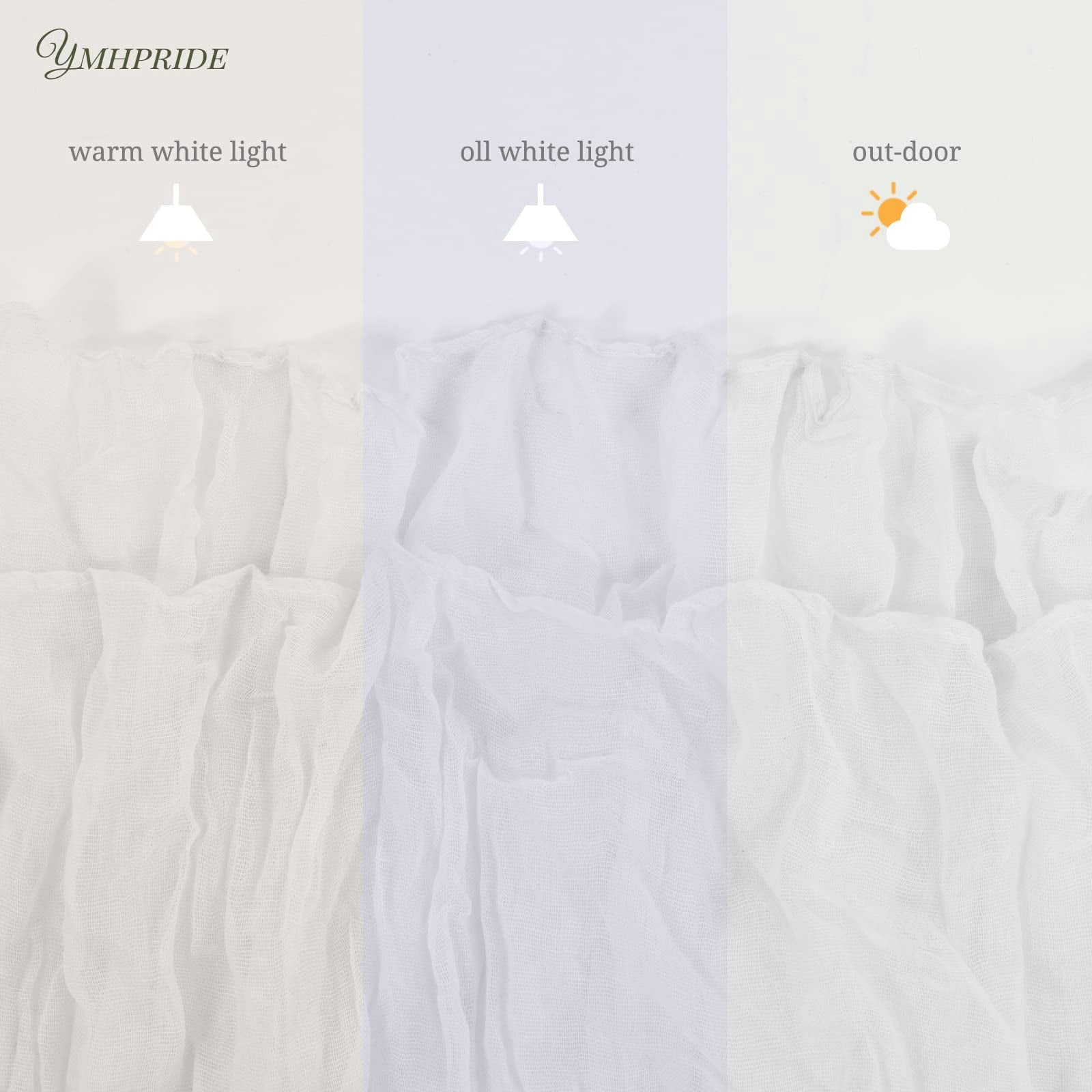 12 Pack 35 x 120 inch Long Boho Cheese Cloth Gauze Table Runners Semi Sheer Table Runner for Wedding Decor