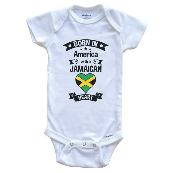 Born In America With A Jamaican Heart Baby Bodysuit