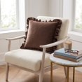 thumbnail image 2 of Yatlte Velvet Ruffle Throw Pillow Covers Couch, Decorative Pillowcases with Ruffles 18x18 Inch Solid Color Shabby Chic Farmhouse Cushion Cover for Living Room Sofa Bed, 2 of 6