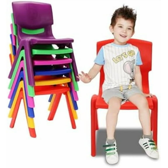 6 Pcs Colorful Stackable Kids Plastic Stack Chairs with 11.02in Seat High,Plastic Classrooms Chairs for Classroom School Daycare, Max. Load 100 kg/220.5lb$$Office