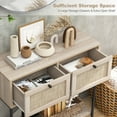 thumbnail image 6 of Topcobe Rattan Console Table Boho Entryway Table with 2 Rattan Drawers and Open Storage Shelf, Rectangular Furniture Table for Living Room, Front Hall, Hallway and Foyer, 6 of 7