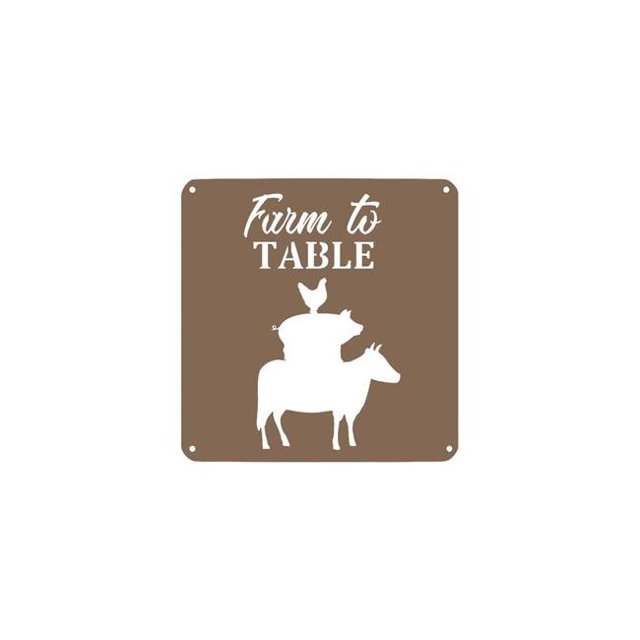 Central Coast Designs FARMTOTABLE-10BRZ 10 x 10 Po de la Ferme à la Table Script Coupe Laser Art Mural en Acier et 44; Bronze