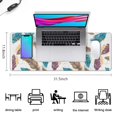 thumbnail image 5 of Long Mouse Pads for Desk,White Boho Tribal Feathers Pattern Desk Mats on Top Of Desks, Desk Mouse Pad Extra Large with 3mm Non-Slip Base and Stitched Edge for Gaming,Office,Work,Home 31.5"x11.8", 5 of 6