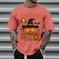 thumbnail image 2 of Mens T Shirts Halloween Funny Pumpkin Printed Casual Comfortable Short Sleeve Crew Neck Tees Sports Leisure Activities Lightweight Breathable Shirts for Men Watermelon Red XXL, 2 of 4