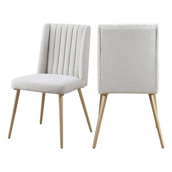 Trent Home 19" Contemporary Linen Fabric Dining Chair in Cream White (Set of 2)
