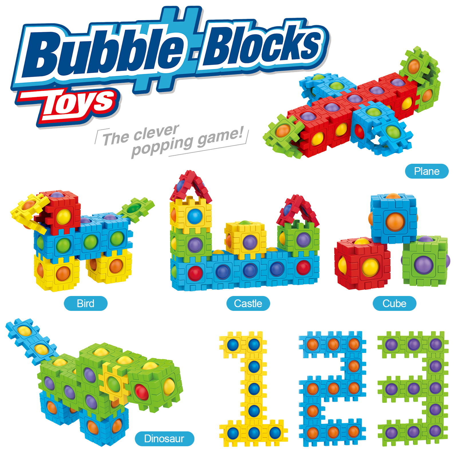 Anlabay Two-in-One Pop Blocks Pop Puzzle 48PCS, Jigsaw Puzzles, STEM Toys  for 4 5 6 7 8 Year Old Kids, Bubble Popping Sensory Toy, Autism Sensory  Toys