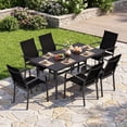 thumbnail image 2 of Gymax 7PCS Patio Dining Set for 6 Metal Table w/Umbrella Hole & 6 Stackable Armchairs Black, 2 of 10
