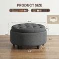 thumbnail image 3 of COLAMY Fabric Round Storage Ottoman, Multi-Functional Footrest and Coffee Table with Reversible Tray Lid, Dark Grey, 3 of 9