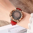 thumbnail image 6 of Luxury Rhinestone Inlaid Flower Shaped Women Wrist Watch Leather Strap Quartz Watch, 6 of 7